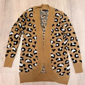 Tan and Black Animal Print Cardigan
